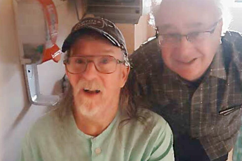 Alan Nichols (left) with his brother Gary on the eve of his MAID death in Chilliwack, BC, July 2019.